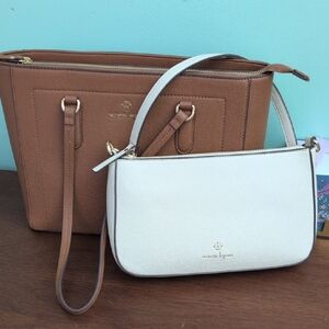 Nanette Lepore Tan and Cream Shoulder Bag Set